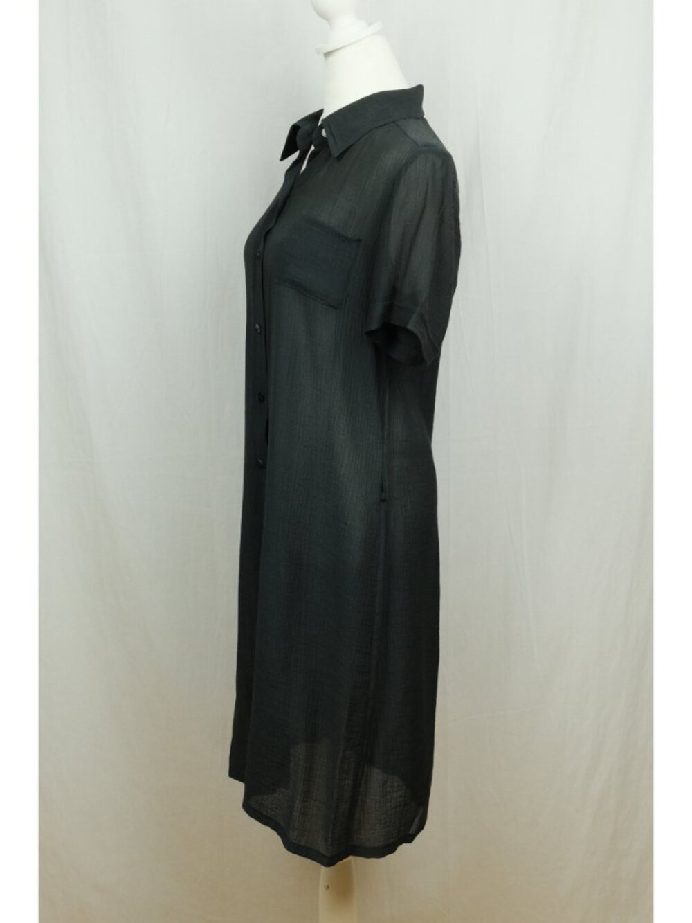 Antoine Lili Paris Shift Dress Black Size 2 Minimalist Workwear Button-Up - Picture 2 of 6